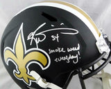 Ricky Williams Autographed Saints Flat Black F/S Helmet w/ SWED - JSA W Auth