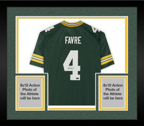 Framed Brett Favre Green Bay Packers Signed Green Proline Jersey