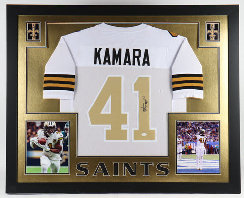 Alvin Kamara Signed New Orleans Saints 35x43 Framed Jersey (JSA) 5xPro Bowl R.B.
