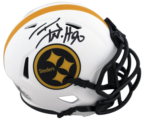 Steelers T.J. Watt Authentic Signed Lunar Speed Mini Helmet BAS Witnessed