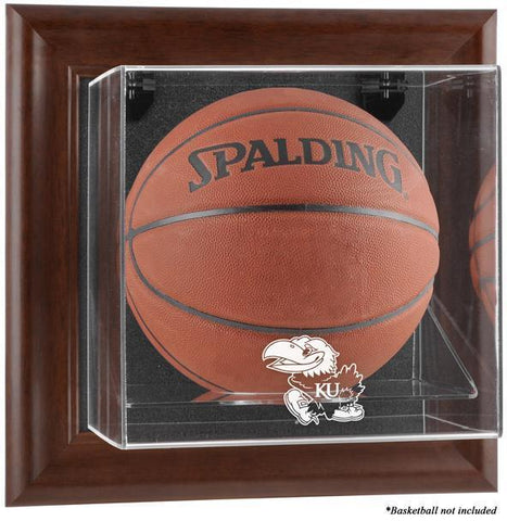Kansas Jayhawks Brown Framed Wall-Mountable Basketball Display Case