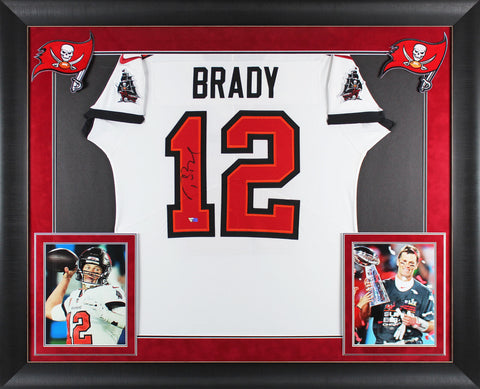 Buccaneers Tom Brady Authentic Signed White Nike Framed Jersey Autographed