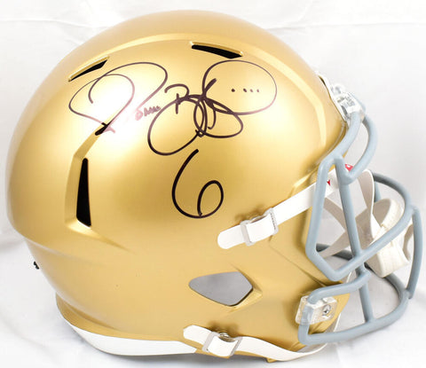 Jerome Bettis Autographed Notre Dame F/S Speed Helmet- Beckett W Hologram *Black
