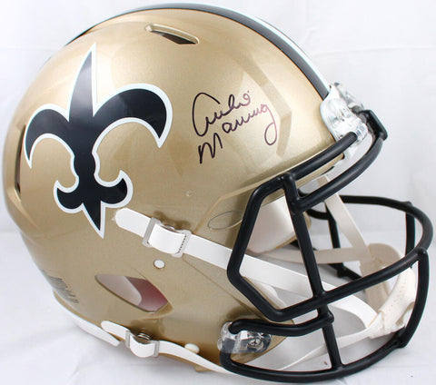 Archie Manning Signed Saints 76-99 F/S Speed Authentic Helmet BlackMask-Fanatics