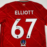 Autographed/Signed Harvey Elliott Liverpool Red Soccer Jersey Beckett BAS COA