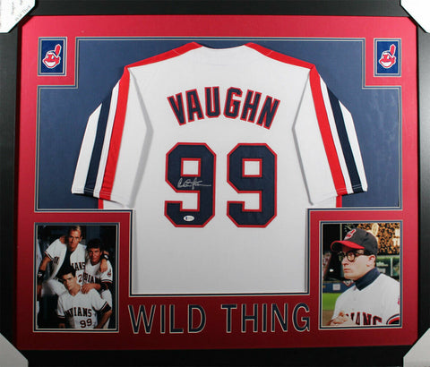 Charlie Sheen Signed Major League Indians Framed White Jersey BAS 26985
