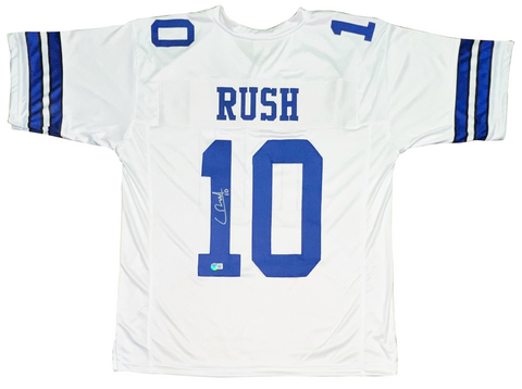 COOPER RUSH SIGNED AUTOGRAPHED DALLAS COWBOYS #10 WHITE JERSEY BECKETT
