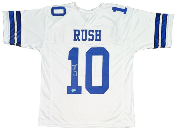 COOPER RUSH SIGNED AUTOGRAPHED DALLAS COWBOYS #10 WHITE JERSEY BECKETT