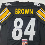 Autographed/Signed Antonio Brown Pittsburgh Black Football Jersey JSA COA