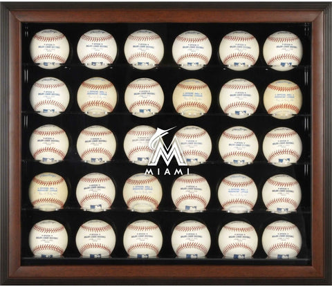 Miami Marlins Logo Brown Framed 30-Ball Display Case - Fanatics