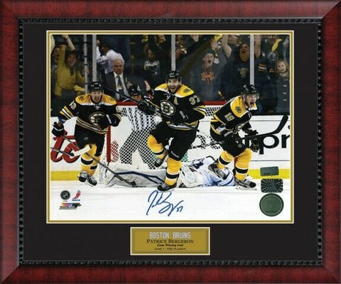 Patrice Bergeron Auto Autographed 16x20 Framed to 20x24 Bruins Photo NEP