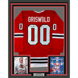 Framed Autographed Chevy Chase Griswold 33x42 Christmas Vacation Jersey BAS COA