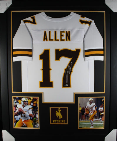 JOSH ALLEN (Wyoming white TOWER) Signed Autographed Framed Jersey Beckett