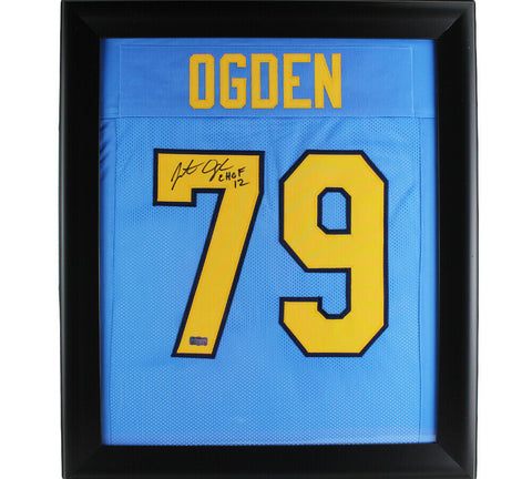Jonathan Ogden Signed UCLA Framed Custom Blue Jersey-CHOF 2012