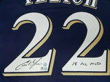CHRISTIAN YELICH Autographed "18 NL MVP" Authentic Blue Brewers Jersey STEINER