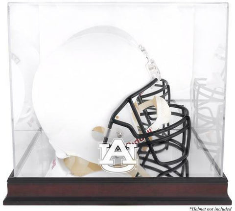 Auburn Tigers Mahogany Base Team Logo Helmet Display Case-Fanatics