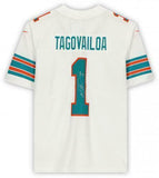 Frmd Tua Tagovailoa Miami Dolphins Signed White Throwback Jersey & Fins Up! Insc