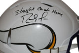 Randy Moss Signed Minnesota Vikings Authentic Flat White Helmet Cash BAS 28974