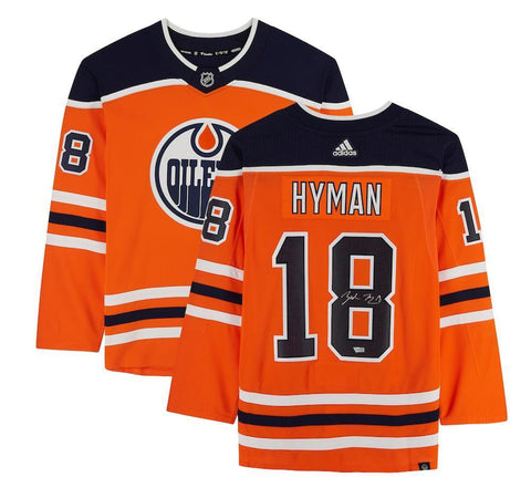 ZACH HYMAN Autographed Edmonton Oilers Authentic Orange Jersey FANATICS