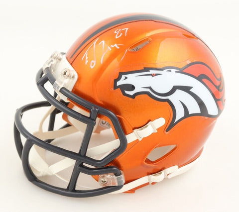 Ed McCaffrey Signed Denver Broncos Mini Helmet (JSA COA) Christian's Father
