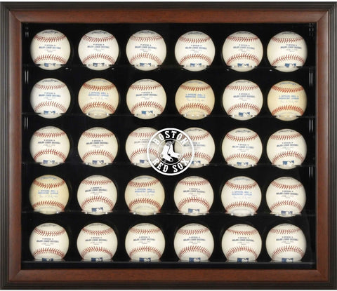 Red Sox Logo Brown Framed 30-Ball Display Case - Fanatics