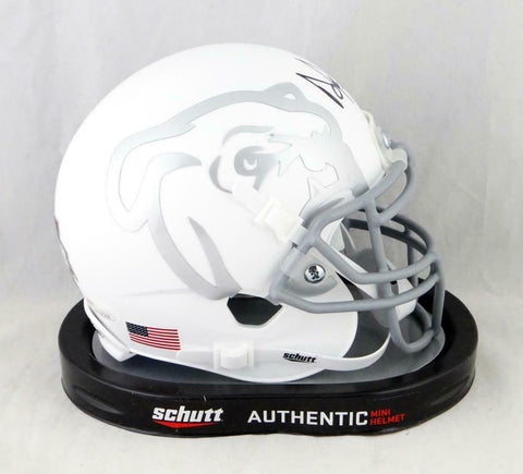 Dak Prescott Signed Mississippi State White Schutt Mini Helmet- JSA W Auth