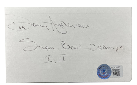 Donny Anderson Signed Green Bay Packers Index Card SB Champs Inscribed BAS