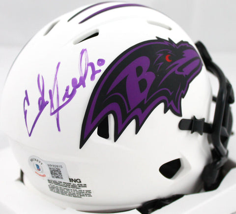 Ed Reed Autographed Baltimore Ravens Lunar Speed Mini Helmet-Beckett W Hologram