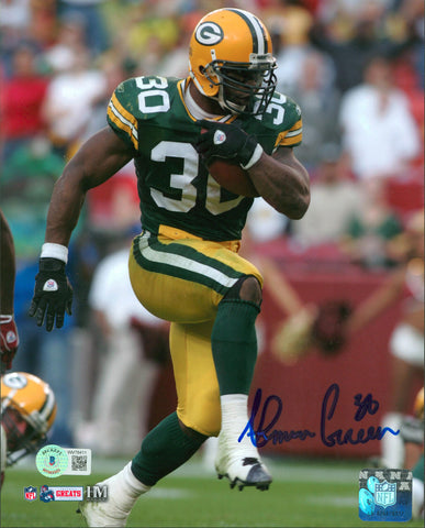 Packers Ahman Green Authentic Signed 8x10 Running Photo BAS Witnessed