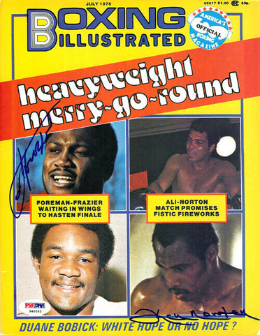 Joe Frazier & Ken Norton Autographed Boxing Illustrated Cover PSA/DNA S48565
