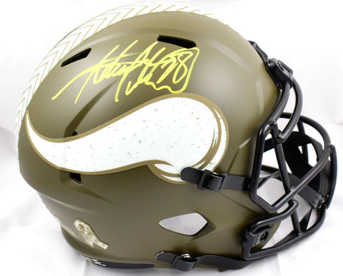 Adrian Peterson Signed Vikings F/S Salute to Service Speed Helmet- Beckett W