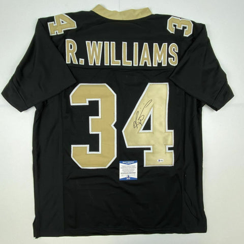 Autographed/Signed RICKY WILLIAMS New Orleans Black Jersey Beckett BAS COA Auto