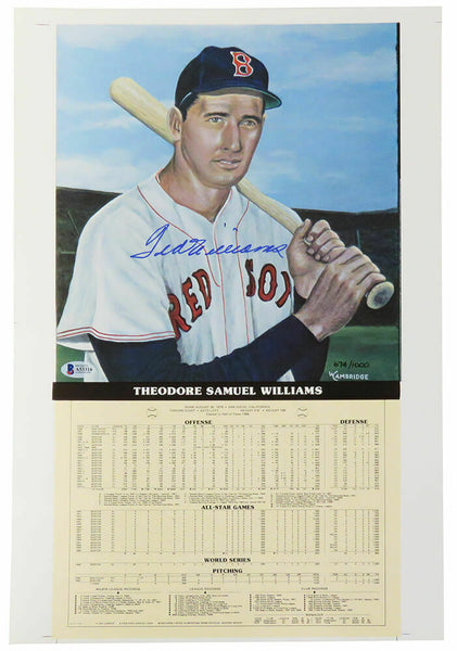 Ted Williams Signed Boston Red Sox Career Stats 12.5x19 Photo - (Beckett COA)