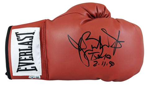 Buster Douglas "Tyson KO 2-11-90" Signed Red Everlast Boxing Glove BAS Witness
