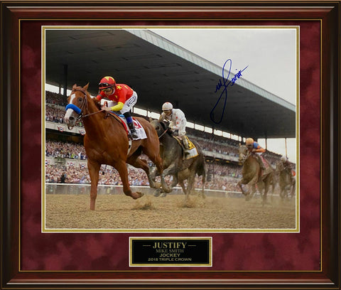 Mike Smith Signed Autographed Justify Photo Custom Framed to 20x24 NEP