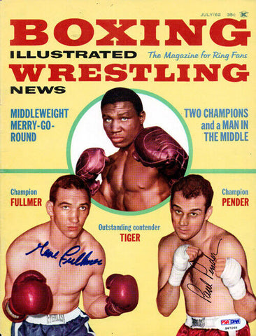 Gene Fullmer & Paul Pender Autographed Boxing Illustrated Cover PSA/DNA S47269
