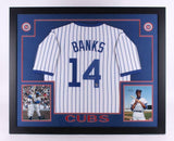 Ernie Banks Signed Cubs 35" x 43" Custom Framed Jersey /TriStar & Banks Hologram