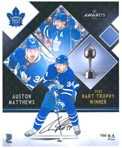 AUSTON MATTHEWS Autographed Maple Leafs 2022 Hart 16" x 20" Photograph FANATICS