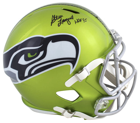 Seahawks Steve Largent "HOF 95" Signed Flash Full Size Speed Rep Helmet BAS Wit