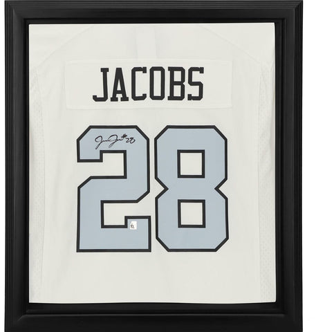 Josh Jacobs Las Vegas Raiders FRMD Signed White Alternate Game Jersey Shadowbox