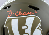 Ja'Marr Chase Signed Bengals Salute to Service F/S Speed Helmet - PSA *Orange