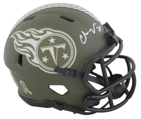 Titans Chris Johnson Signed Salute To Service Speed Mini Helmet BAS Witnessed