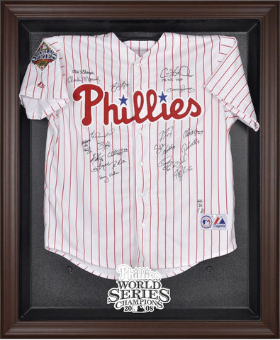 Phillies 2008 WS Champs Brown Framed Logo Jersey Display Case