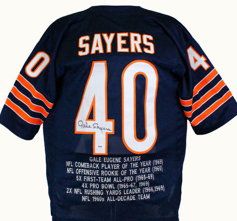 Gale Sayers Autographed Blue Pro Style STAT Jersey-PSA/DNA Auth *4