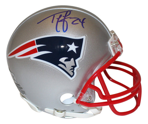 Ty Law Autographed New England Patriots VSR4 Mini Helmet Beckett 35576