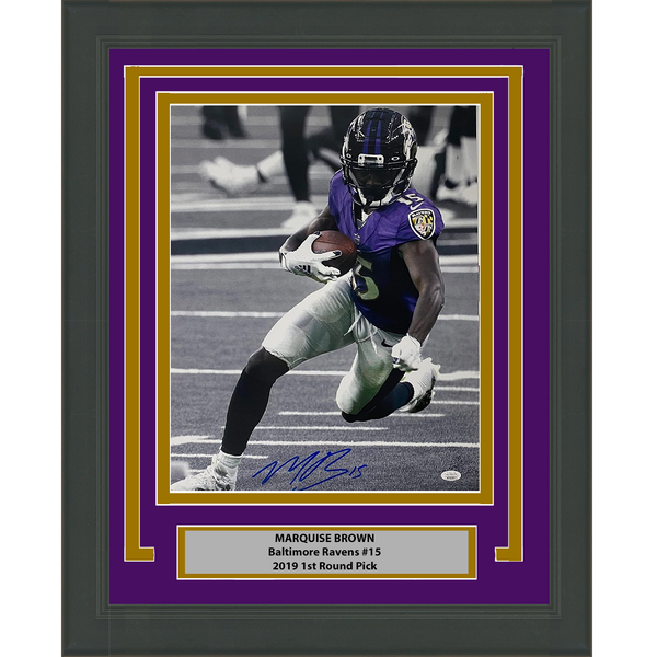 Framed Autographed/Signed Marquise Brown Baltimore Ravens 16x20 Photo JSA COA #4