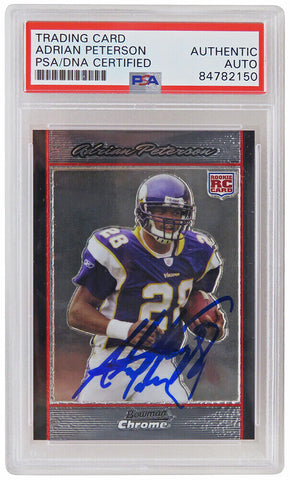 Adrian Peterson Signed Vikings 2007 Bowman Chrome Rookie Card #BC65 -PSA Slabbed
