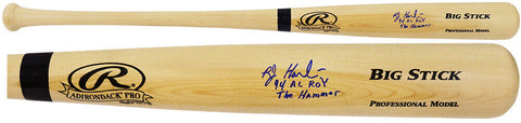 Bob Hamelin Signed Rawlings Blonde Baseball Bat w/94 AL ROY, The Hammer (SS COA)