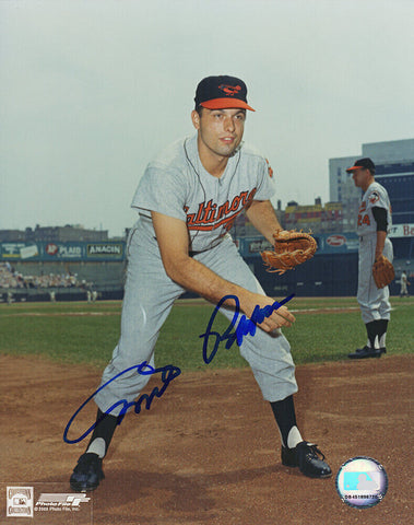 Milt Pappas Signed Baltimore Orioles Fielding Stance Pose 8x10 Photo - (SS COA)
