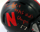 Tommie Frazier Autographed Nebraska Speed Mini Helmet w/Insc-Beckett W Auth *Red